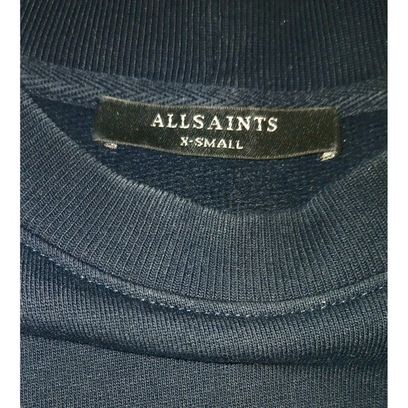 All Saints Womens 100%Cotton Cropped Sweater Sz XS Black Long Sleeves Striped - Picture 7 of 8